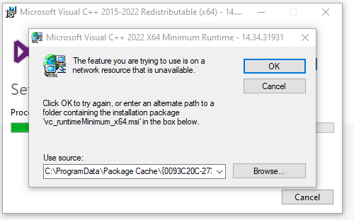 Screenshot of the error - different version but it&rsquo;s the same error