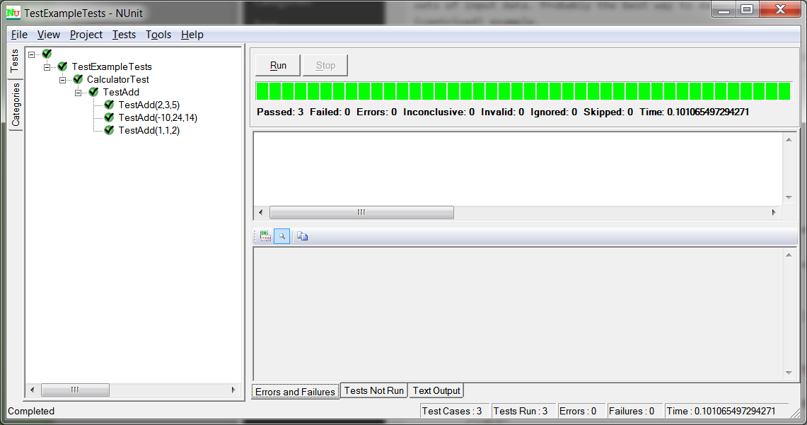 Nunit screenshot showing parameterized tests NUnit screenshot showing parameterized tests